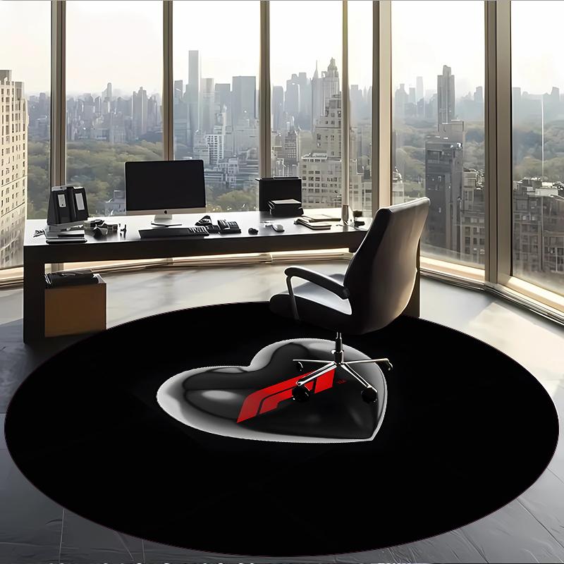 Formula 1 (1) Round Office Rug Decorative Floor Rug for Office Bedroom Living Room and Home Space