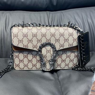 Kettingtas Nieuwe Retro Bedrukte Schouder Crossbody Armholte Tas Mode Bacchus Kleine Vierkante Tas