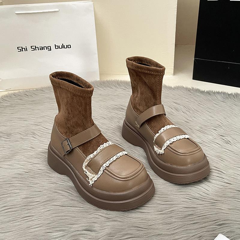 

Универсальные маленькие кожаные туфли женские летние новые темпераментные на платформе-маффин с толстой подошвой носки маленькие туфли на танкетке для женщин 40 хаки