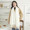 Women's Warm Wool-Feel Faux Cashmere Scarf - Thick, Plain Color Shawl for Autumn/Winter