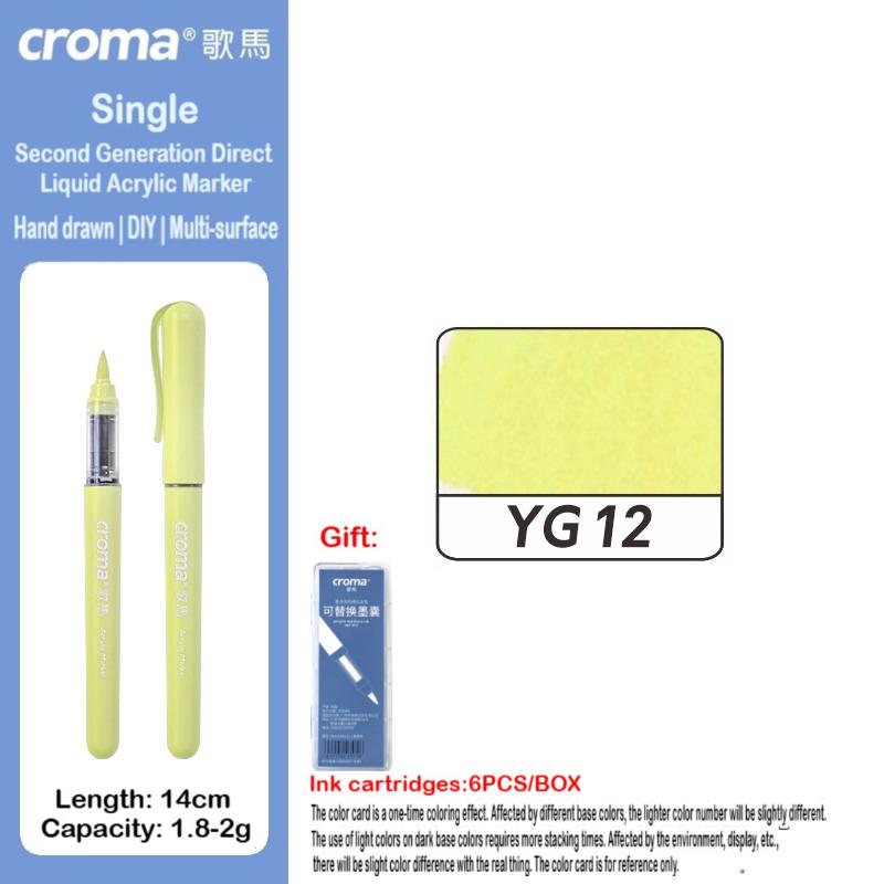 Croma 160/1 Farben Nachfüllbares Direktflüssig-Acrylmarker-Set mit Weicher Spitze, Waschbarer Aquarellpinsel Schulausstattung