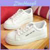 Timeless White Korean Female Flat Leather Sneaker For Sports And Students