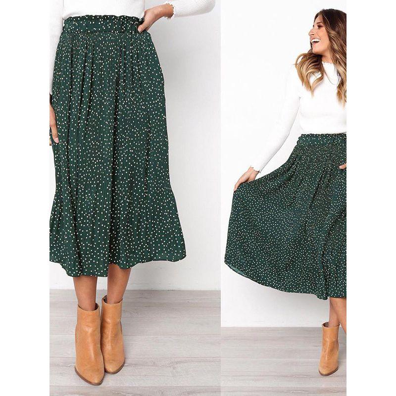Polka Dot Pleated Skirt Skirt European and American Polka Dot Sweet Style Pocket Pleated Skirt Skirt