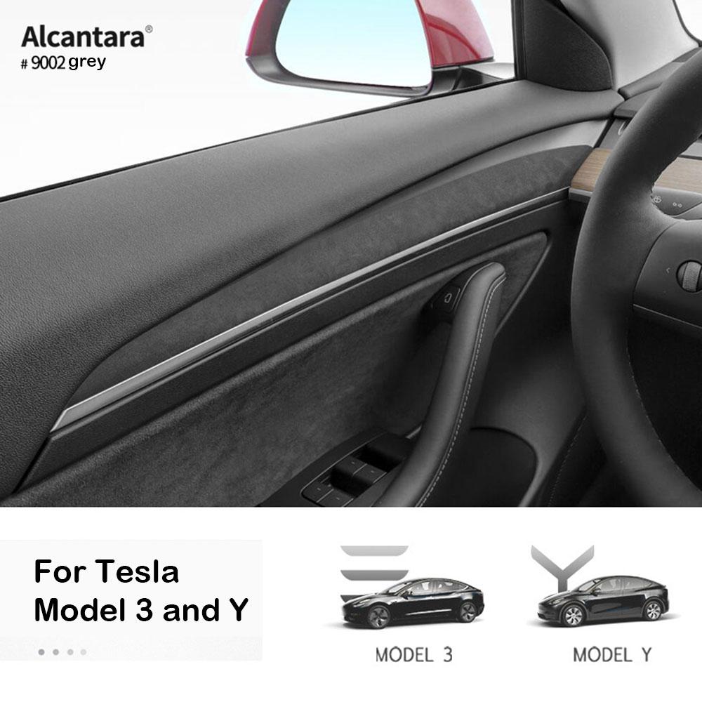 For Tesla Model 3/Y Car Door Panel Sticker Suede Door Panel Modification Scratch Resistant Decorative Sticker