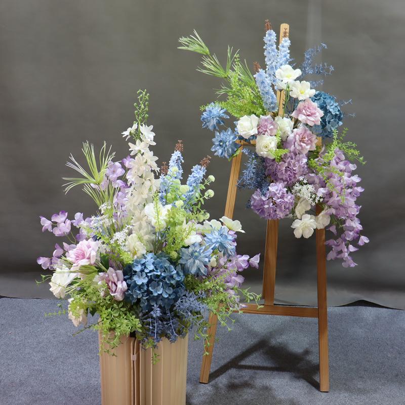 Mori Style Silk Floral Aisle Decoration In Blue & Purple