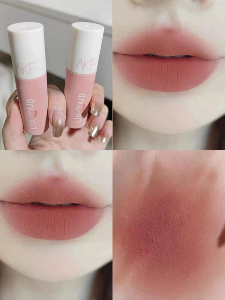 Olive Skin Perfect Match~Akf Lip Mud M28 Low-Key and Smoky Taro Purple Plum Color Matte Lipstick Lip Gloss