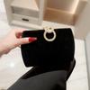 Ladies Autumn Winter Velvet Box Dinner Bag Sparkly Rhinestone Decoration Banquet Bag Clutch Evening Dress Bag Party