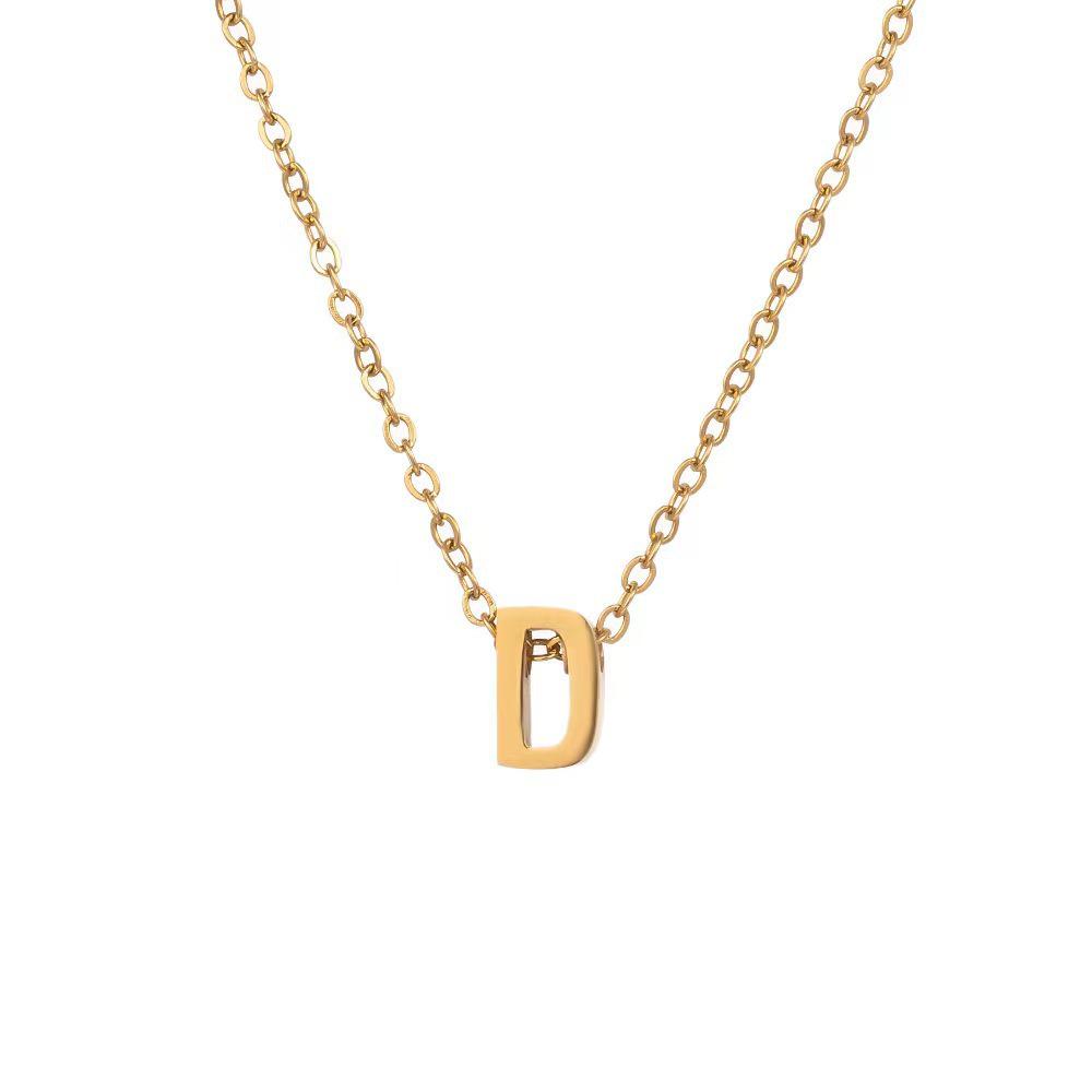 Elegant 18K Gold Titanium Letter Pendant Necklace - Durable and Versatile Clavicle Chain