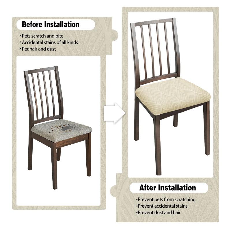1-6Pcs Stretch Leaf Pattern Chair Seat Covers Splash Proof Removable Cushion Protectors