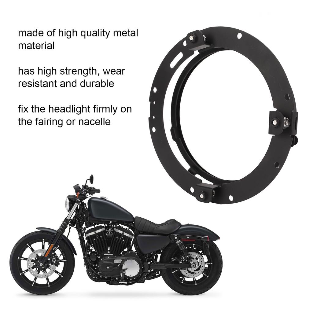 7 Inch Motorcycle Headlight Adapter Round Mounting Ring Bracket Head Lamp Adapter Black