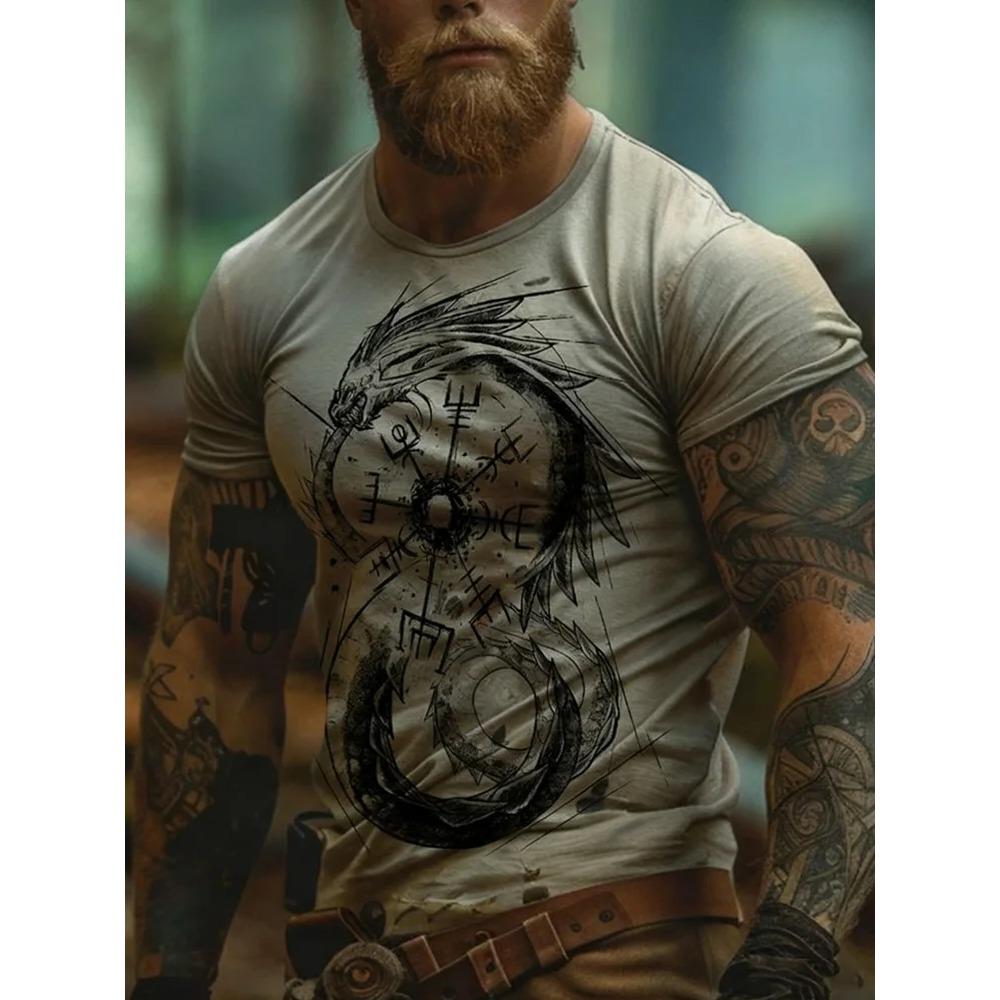 New Outdoor Street Style Men's Fashion T-Shirt 3D Textured Print Men's Fitness T-Shirt Casual Sports Short-Sleeve Top