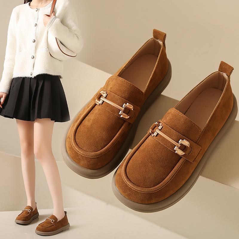 Spring And Summer New Large Size Women'S Platform Solid Color Comfortable Small Single Shoes Temu College Style Loafers