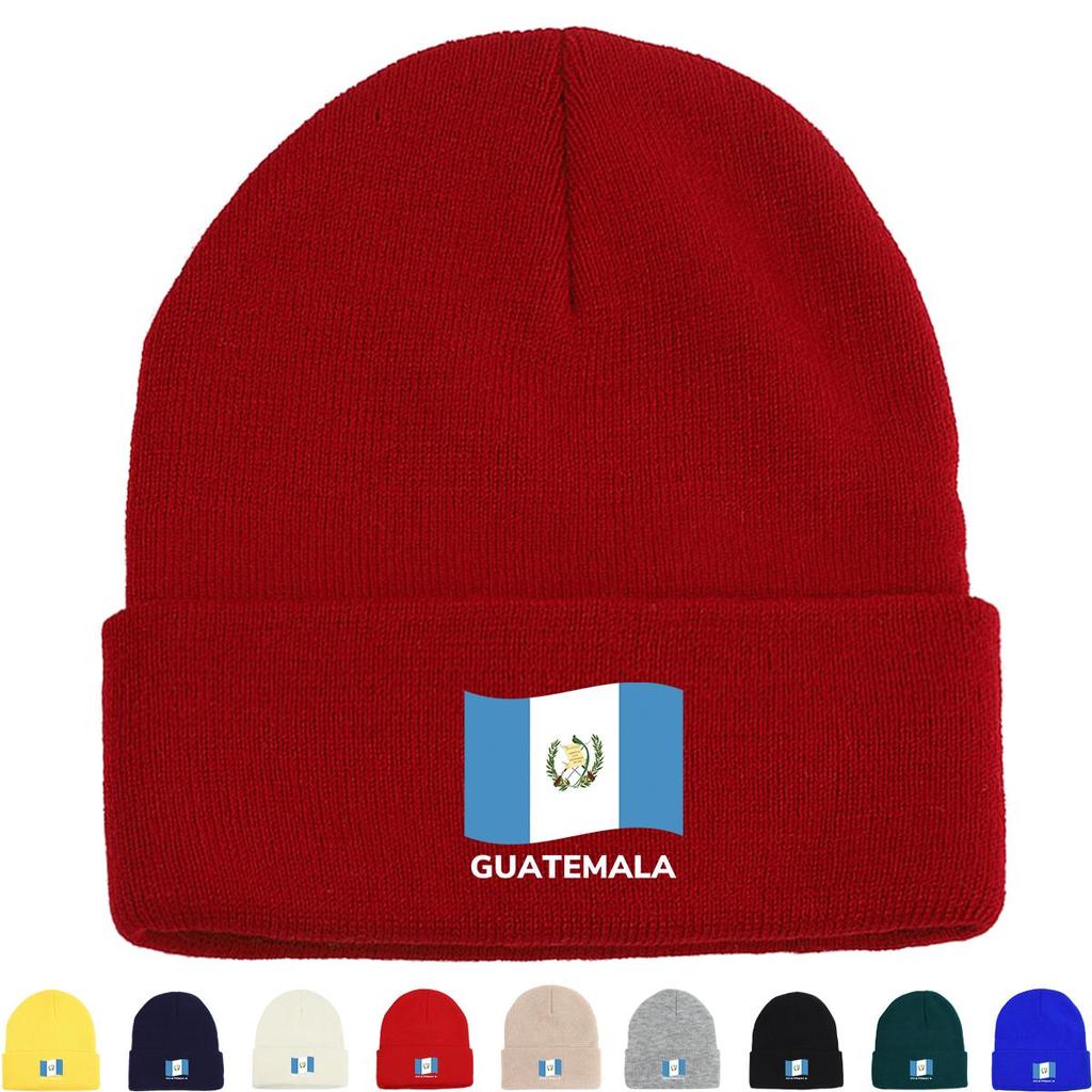 Guatemala Flag Print Knitted Hat Beanie, Patriotic Skull Cap Lightweight Cancer Chemo Stylish Bobble Hat Knit Hat Beanie