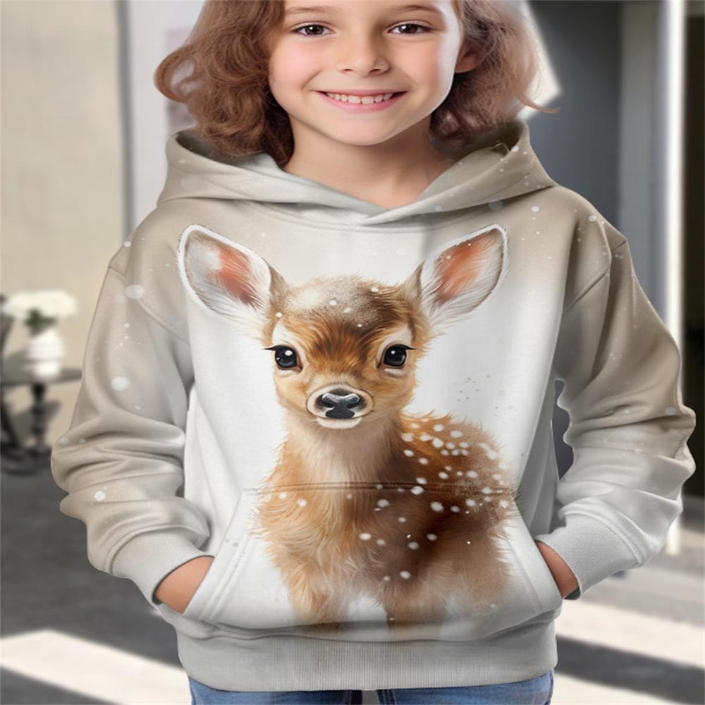 Abbigliamento Bambina Felpe con Cappuccio Manica Lunga Animali Cartoni Animati Stampa 3D Bambini Abbigliamento Primavera Autunno Casual Carino Outdoor Abbigliamento Bambina Top