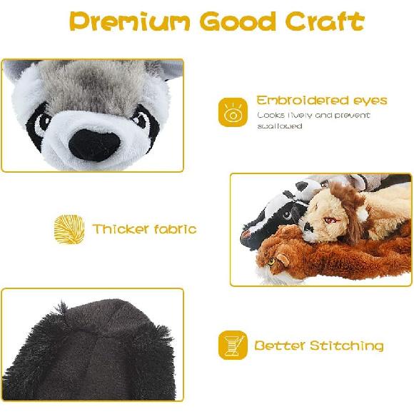 Dog Squeak Toys, No Stuffing Plush Dogs Chew Toy Bundle for Small Medium Large Breed Chewer Tough Durable Squeaky Pet Fetch Puppy Teething Chewing