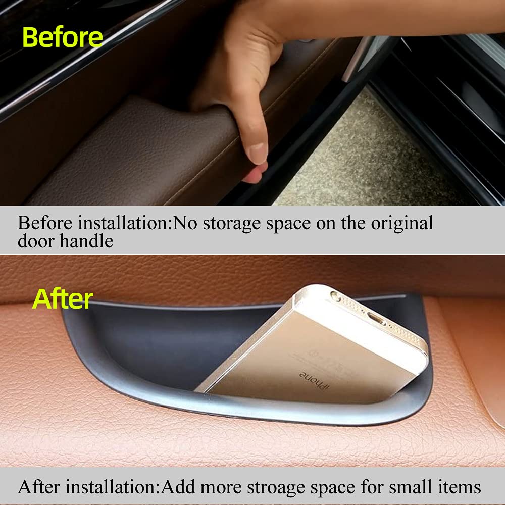 Vesul Black Front Row Door Side Storage Box Handle Armrest Phone Container for Volvo