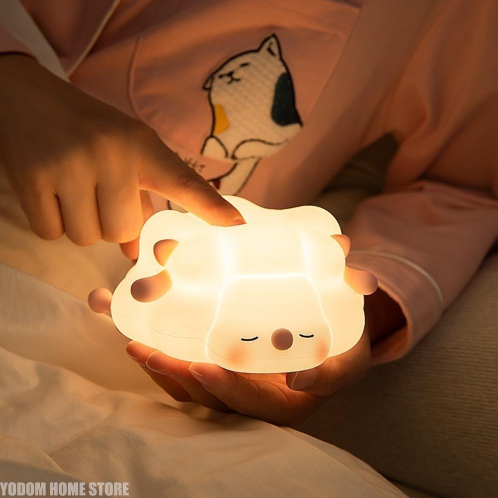 Veilleuses de nuit mignonnes en silicone Mouton Dessin animé Lampe de chambre pour décoration de chambre d'enfant Rechargeable Minuterie Variation d'intensité Veilleuse de nuit pour le sommeil