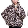 2025 New Short Printed Leopard Print Padded Jacket, Loose and Thickened Foreign Style Stand-up Collar Down Padded Jacket In Winter