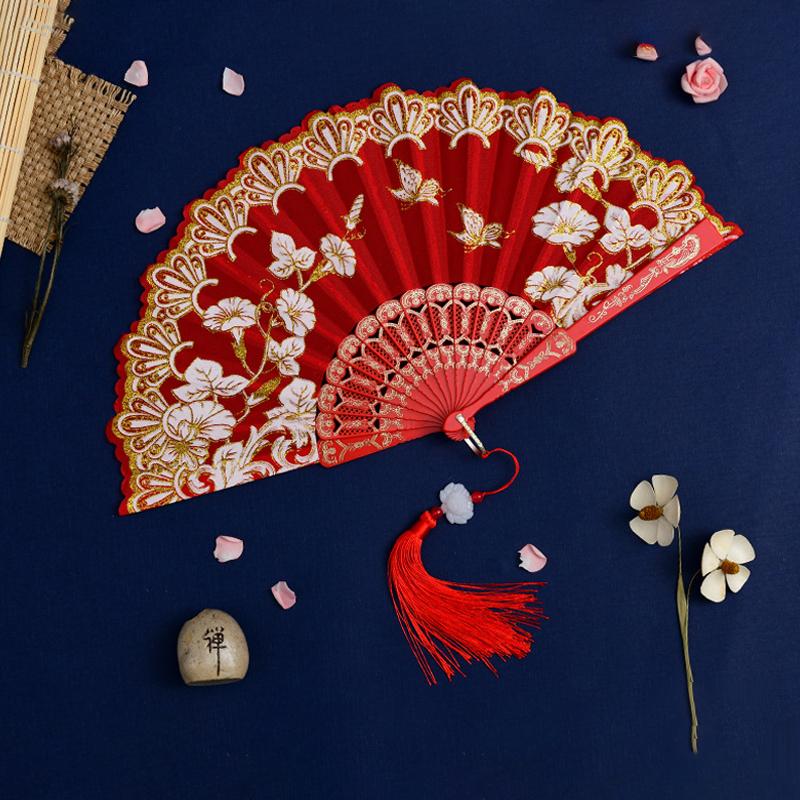 Chinese Style Folding Fan Portable Dance Performance Hand Fan Ancient Cheongsam Photography Props Classical Gift for Ladies