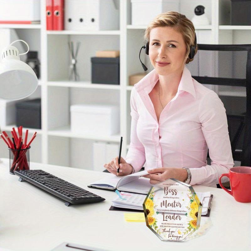 Sunflower Boss Lady Sign - 4x4 Inch Motivational Gift with Photography Utility