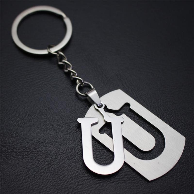 2022 DIY A-Z Letters Key Chain For Name Silver Color Steel Keychain Women Men Car Key Ring Simple Key Holder Party Gift