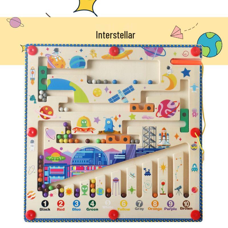 Cross-Border Montessori Children's Magnetic Bead Maze Board: Educational Color Sorting and Counting Toy