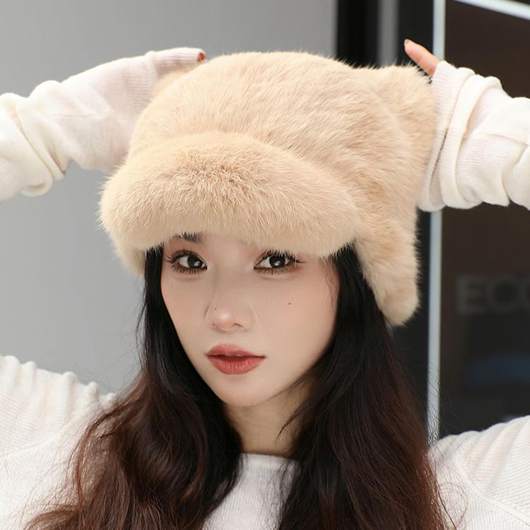 New Rabbit Fur Cat Ear Hat Men's and Women's Autumn and Winter Fur Cap Fashionable Versatile Warm Couple