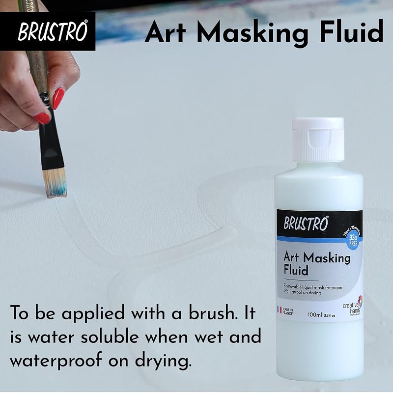 Brustro Professional Art Masking Fluid | 100Ml (75Ml + 25Ml) | Art Watercolour Tape, Ideal For Artists, Students, Workin