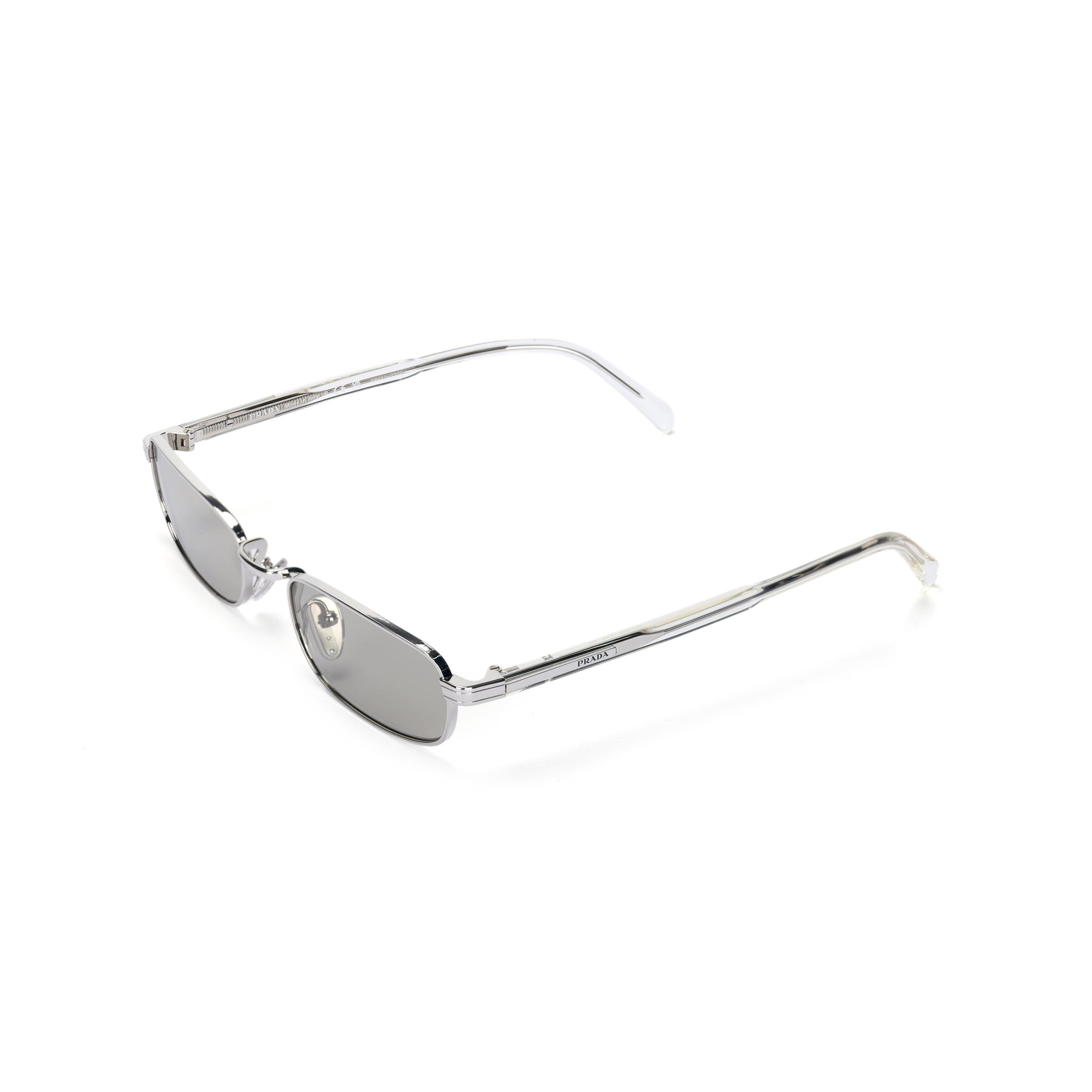 

Prada Unique Design Rectangular Sunglasses Men sunglasses Silver PRB54S Basic Packaging-Eyeglass Case+Box