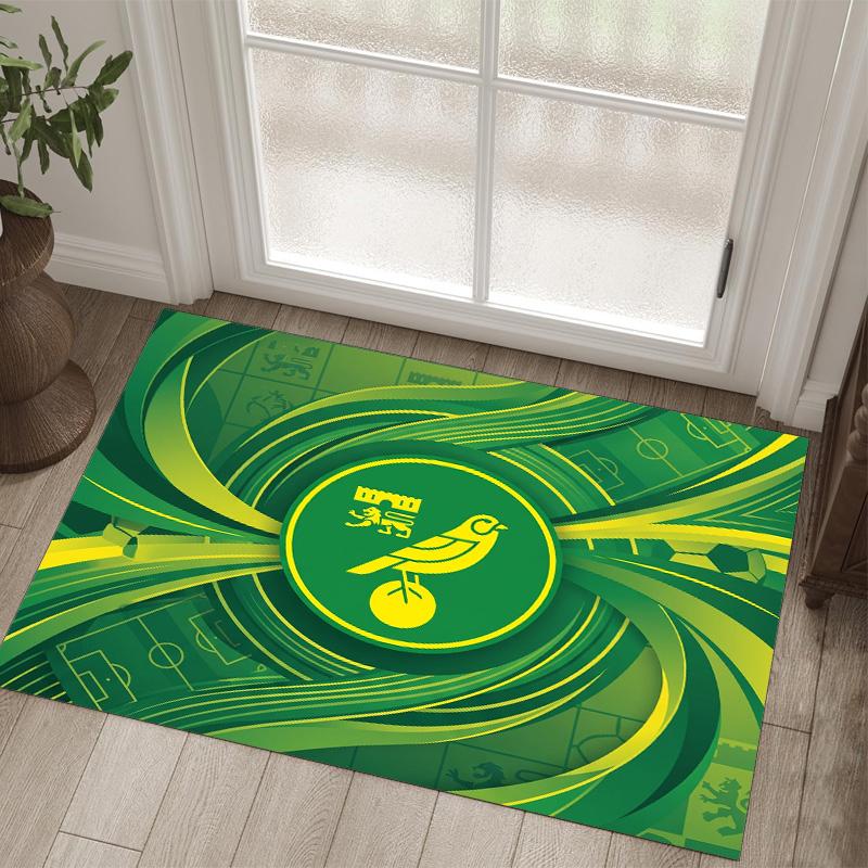 Norwich City Fußball Design Kristall Samt Teppich Gemütlich Nicht?Rutschfester Teppich mit Aufdruck für Schlafzimmer Wohnzimmer Eingang