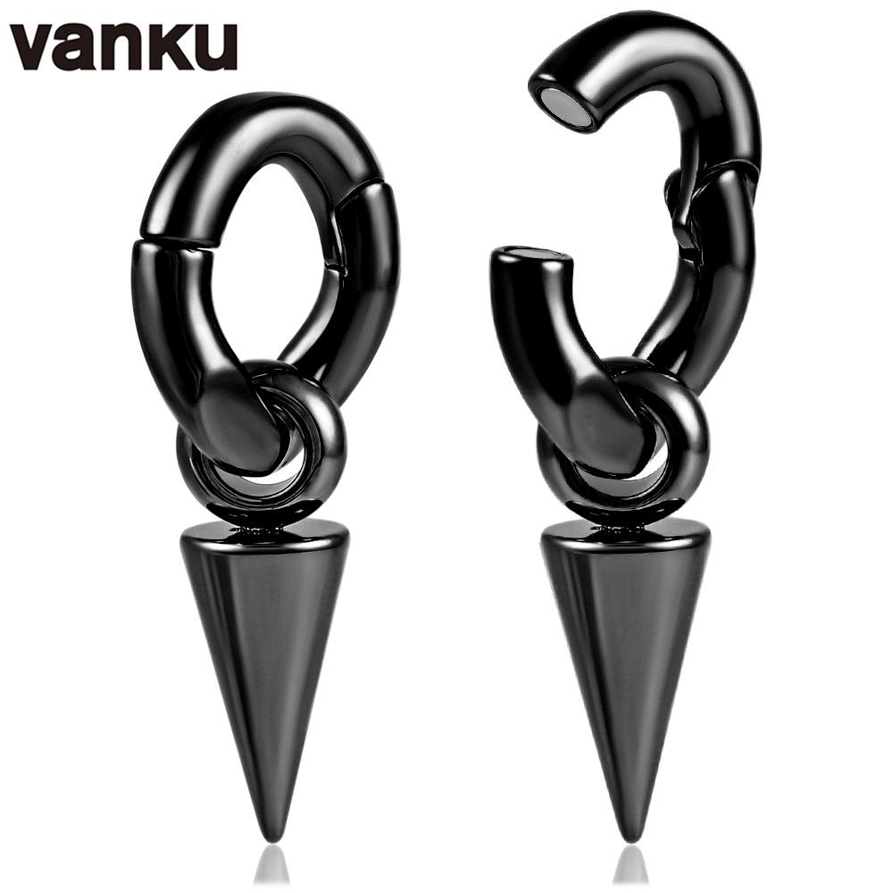 Vanku 2pcs 6mm New Stainless Steel Magnets Ear Weight Piercing Earring Hanger Gauges Body Jewelry Expanders Stretchers