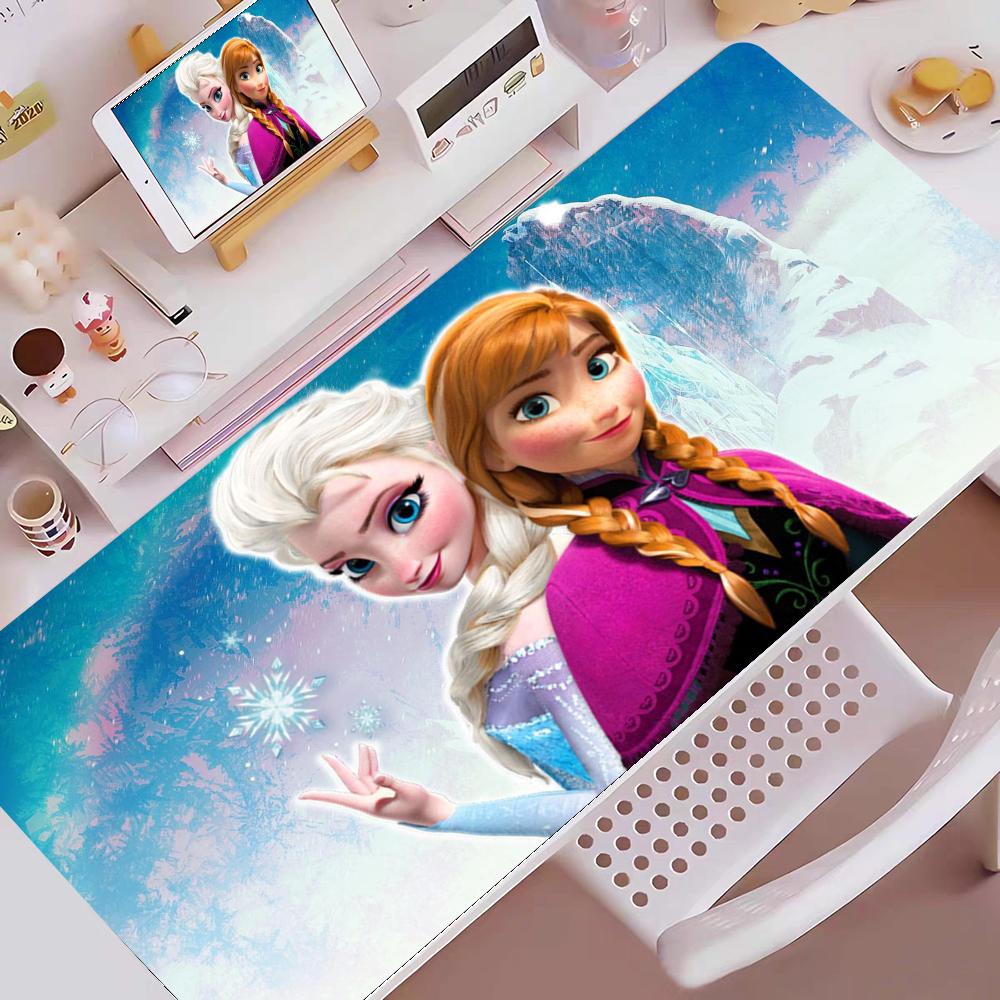 HD Printing Computer Gamers Childrens Nonslip Mouse Pad Frozen Princess Elsa Pu Leather Mousepad Large Size Keyboard Desk Pad