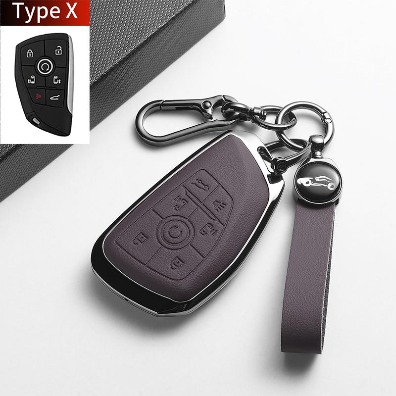 Leather Metal Car Key Case For Envision S Plus Gl8 Lu Zun Phev Century Auto Key Protector Shell Holder Decorative Accessories