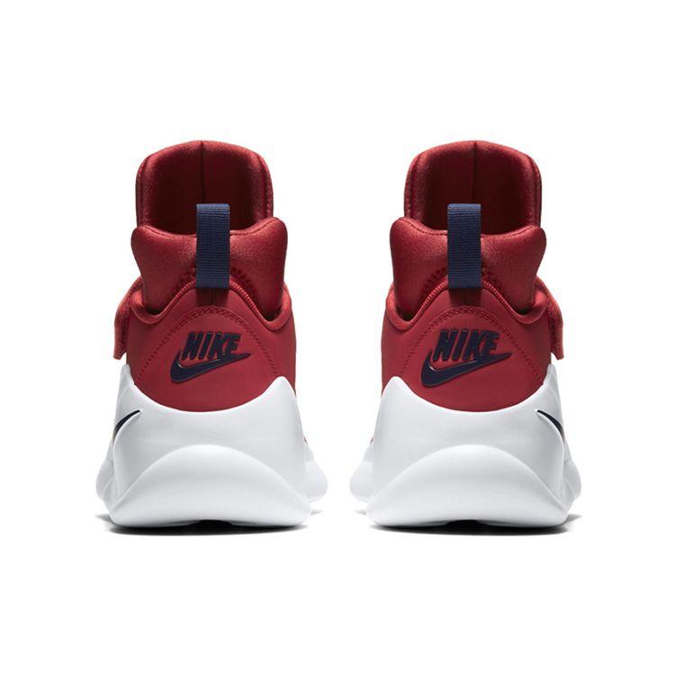 Nike Kwazi Fabric Velcro Shock Absorbing Non-Slip Durable Lightweight Mid-Top Retro Basketball Shoes Men Sneaker White Red 844839-602