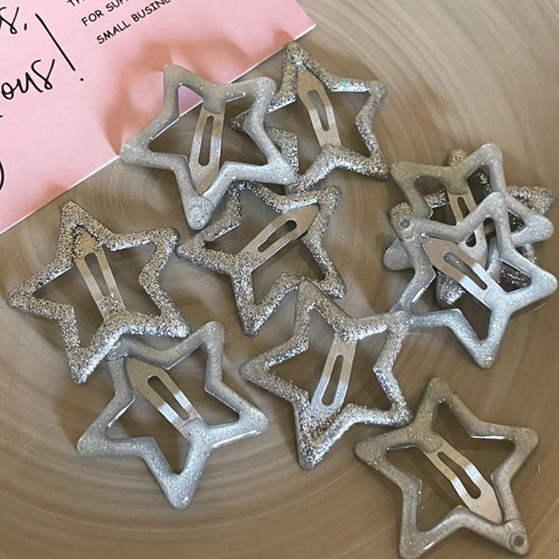 2Piece Star Snap Hair Clip Non-slip Metal Hair Barrettes Hair Accessory for Women Girls Fashion Star Hairpin for Kids