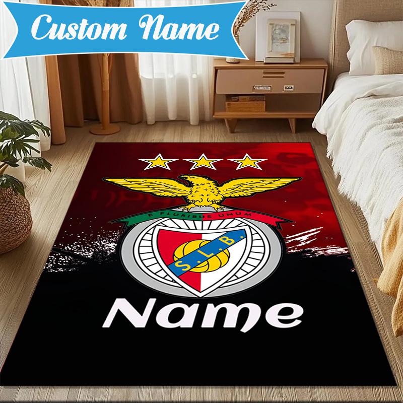 Tappeto Personalizzato con Nome Stemma Calcio Benfica, Tappeto da Gioco, Tappetino per Camera da Letto Soggiorno Ingresso, Idea Arredo Casa Regalo per Natale Compleanno