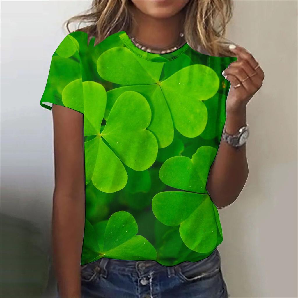 Women's T-shirt 3D Pattern Printed Casual Short Sleeved O-Neck Top Fashionable Street Women's Clothing