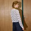 COOLHUT Women's V-Neck Polka Dot Knit Long Sleeve Cardigan Top