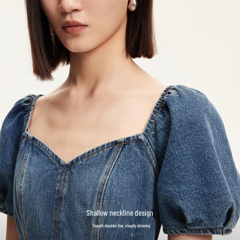 Veromoda 2025 Cotton Lyocell Pleated Denim Mini Dress