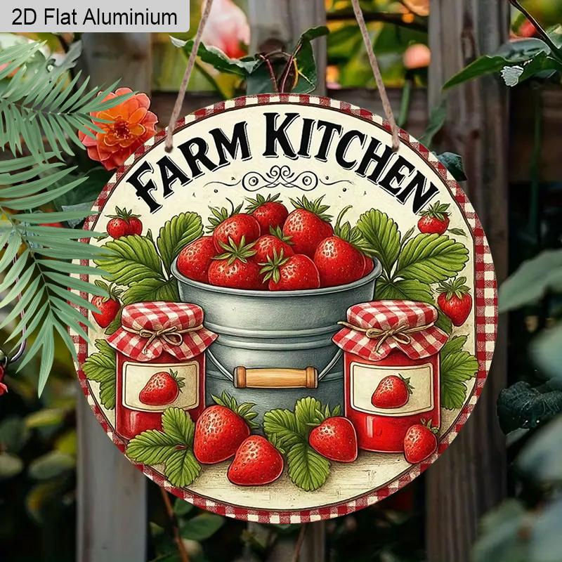 

2D Flat 1pc Vintage Strawberry Aluminum Decoration Plaque, Strawberry Pattern Sign, Kitchen Decor, Pantry Decor, Farmhouse Cafe Decor and Farmers 7.87×7.87inch