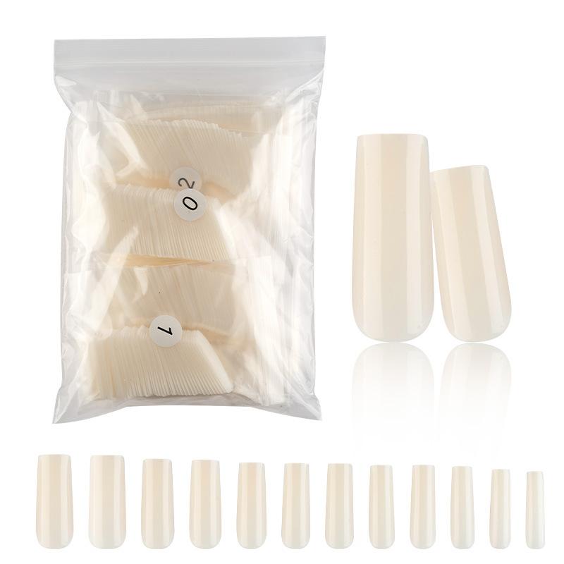 

600 штук бесшовных прозрачных удлиненных квадратных накладок для ногтей, полные наклейки накладных ногтей, натурального цвета, поколение ногтей 600 Pieces Bag