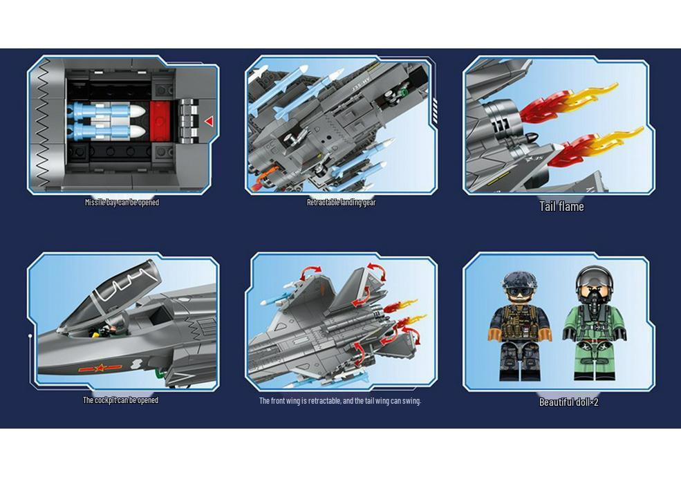 Sembo Military Carrier-Based VTOL Aircraft & Fighter Jet Building Blocks Toy Gift