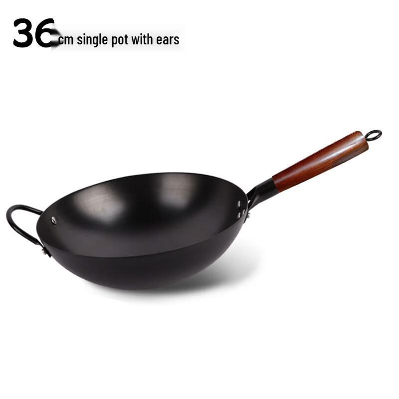 KeJiaXiang 36cm Hand-Forged Pre-Seasoned Iron Wok