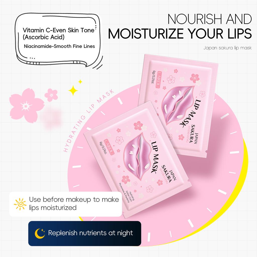 LAIKOU Kirschblüten-Feuchtigkeitsspendender Lippenstift, 6 g, elastische, milde Lippenpflege, 10 Stück