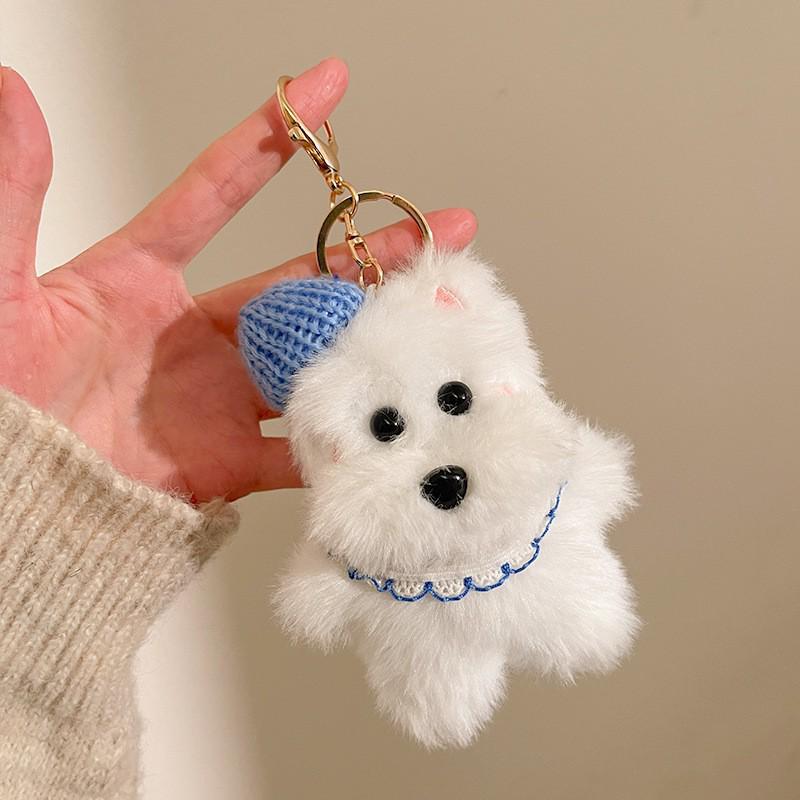DIY Cartoon West Highland Terrier Plush Keychain: Cute Gift and Hanging Ornament for Women