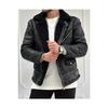 Men's Stone White Napa Leather Coat With Full Shearling Inside Northern Model Coat