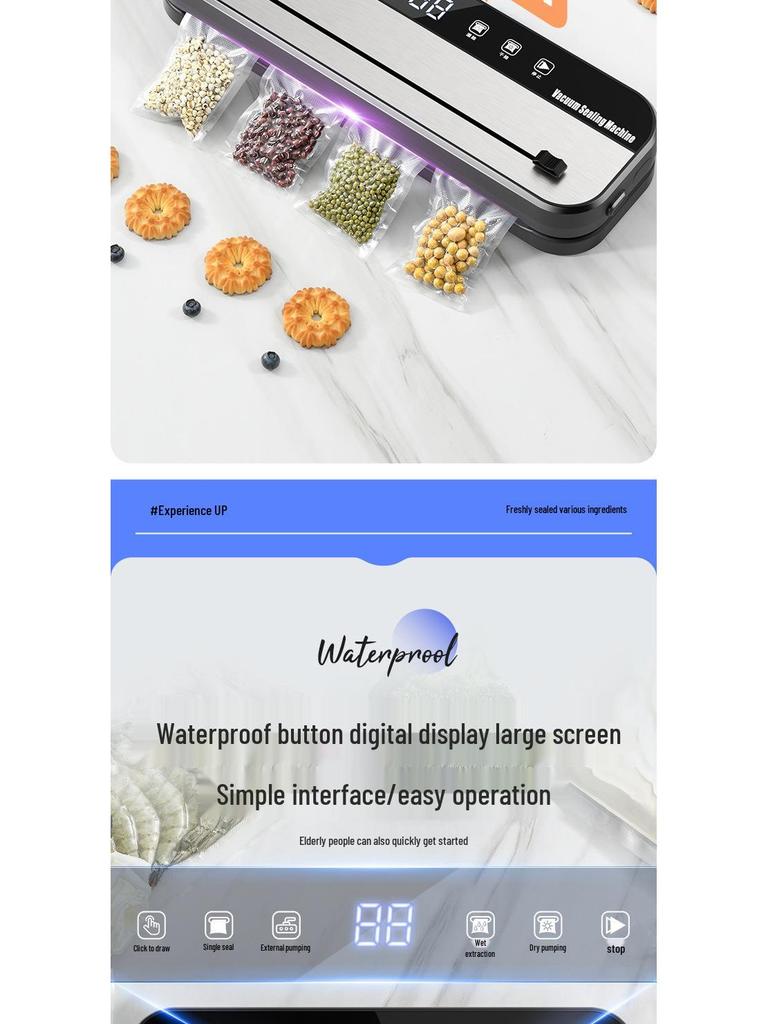 Cross-Border Stainless Steel Automatic Vacuum Sealer - Intelligent Fresh-Keeping Cutting Model