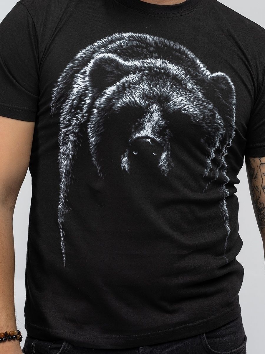 

Футболка с принтом бурого медведя Мужская Оверсайз Короткий рукав Плотный хлопок Высокое качество Удобная футболка Уличная одежда Мужская Женская Одежда 4XL