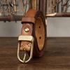 Thin Belt Women's Retro Washed Distressed Genuine Leather Pure Cowhide Trendy Wild Women's Narrow Belt