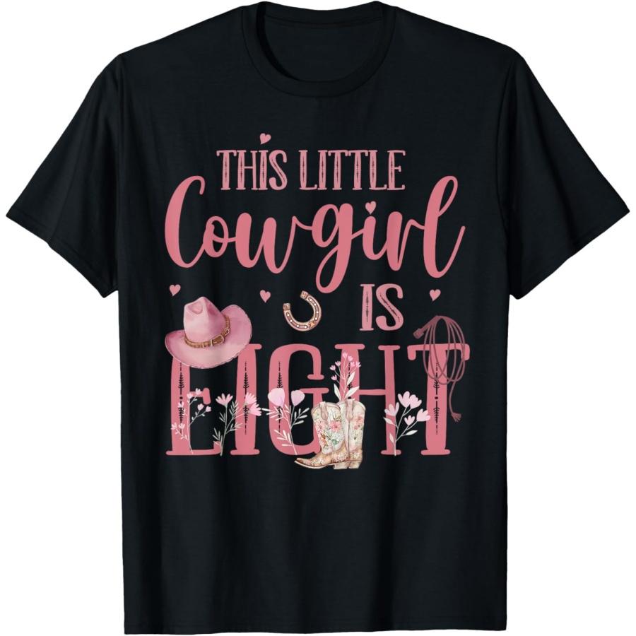 

Little Cowgirl Is Eight Western Rodeo 8th Birthday Party T-Shirt XXXXXL чёрный
